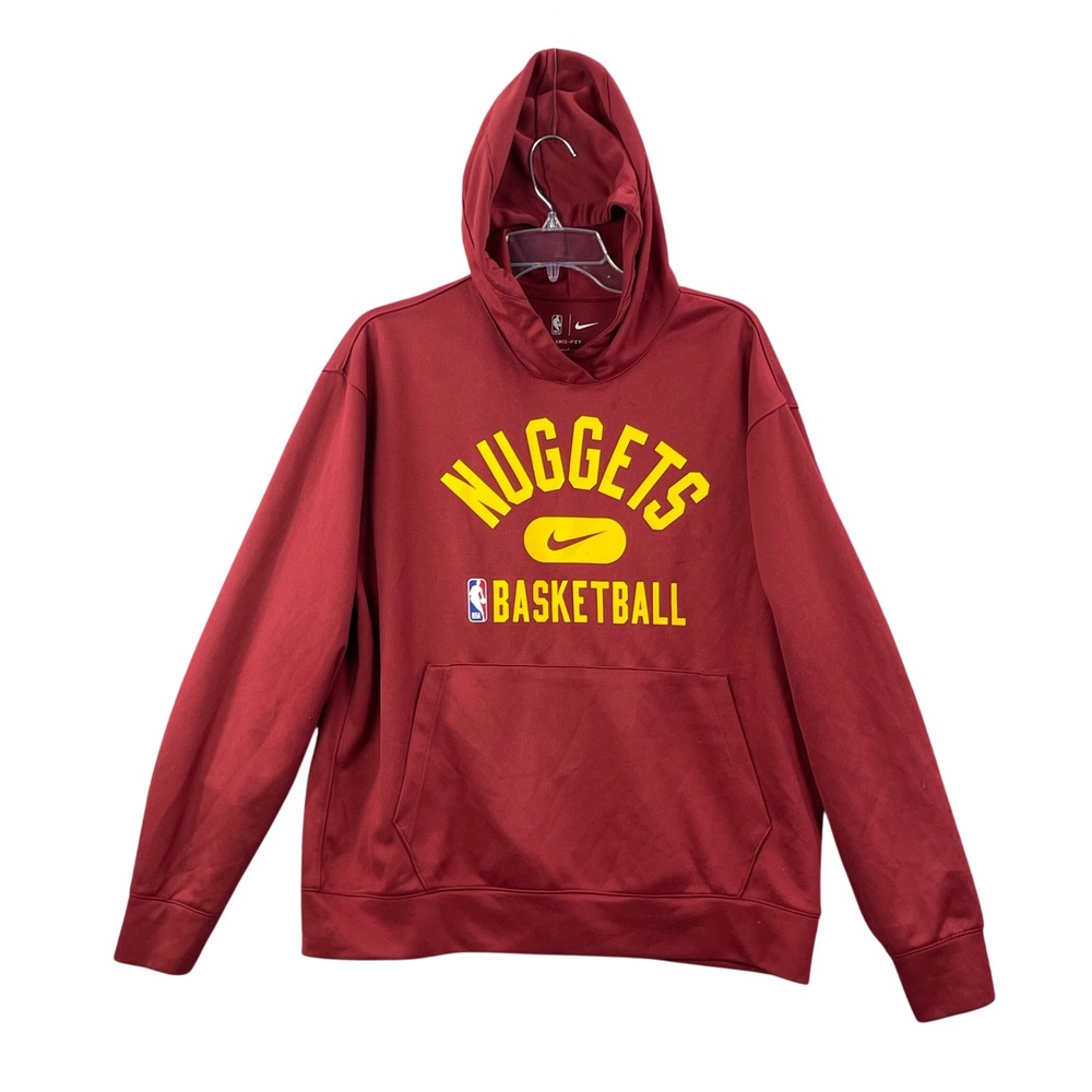 Nike Hoodie Mens Large Red Denver Nuggets NBA Basketball Dri-FIT Pullover Sports